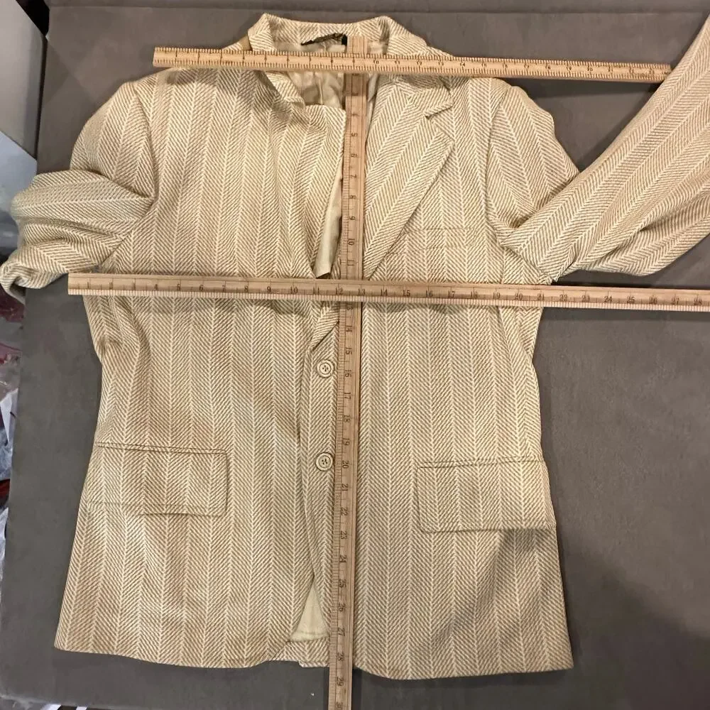Vintage 70s Anderson L. Blazer Sport Coat Jacket Yellow Herringbone Leisure Suit